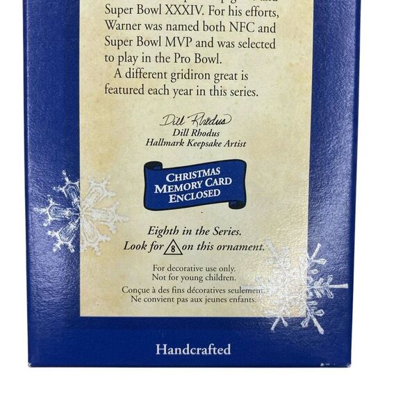Kurt Warner Football Legends Hallmark Ornament 8th In Series 2002 - Picture 2 of 3